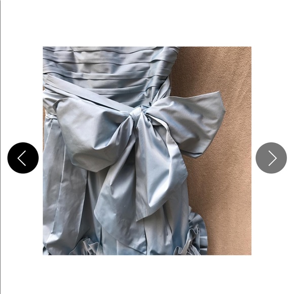 BCBGMAXAZRIA
Iridescent Blue Taffeta Ruffled Hem Strapless Formal Dress - Picture 4 of 9